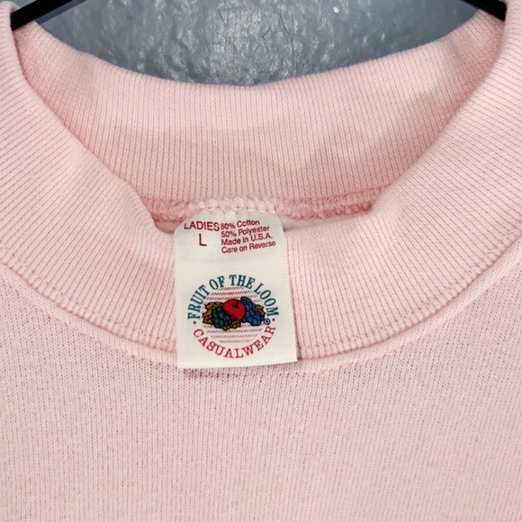Fruit of the Loom Vintage 90s Light Pink Crewneck Sweater Size Large - Picture 4 of 5